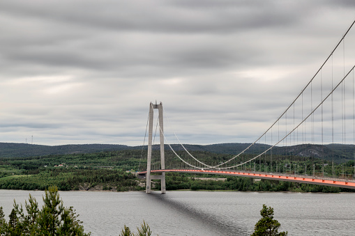 The High Coast Bride in Sweden with a cloudy sky.