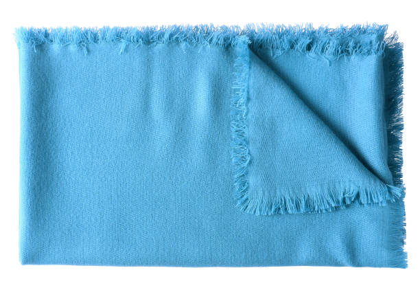 istock Azure blue folded wool shawl blanket isolated on white 815839736