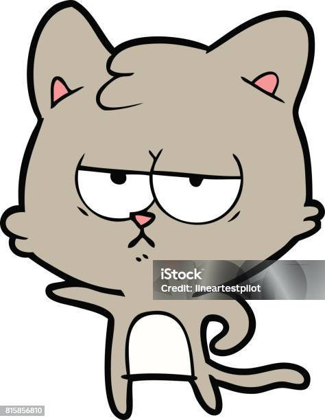 Bored Cartoon Cat Stock Illustration - Download Image Now - Animal, Art,  Cartoon - iStock