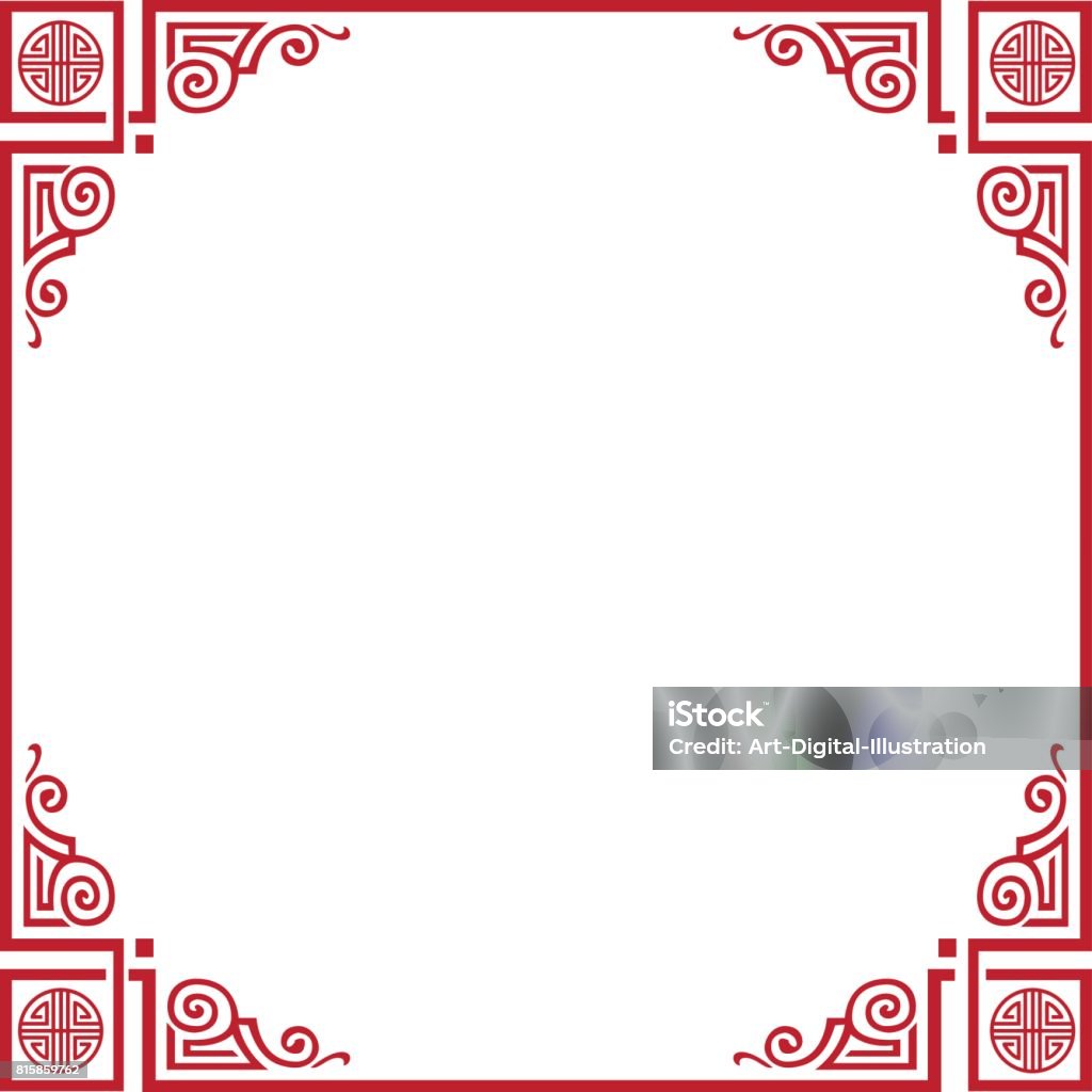 Chinese New Year frame Happy Chinese New Year greeting card background. Gift card Chinese traditional decoration, red ornament on white background. Vector China. Frame, Border sign shop. Print East Asian Culture stock vector