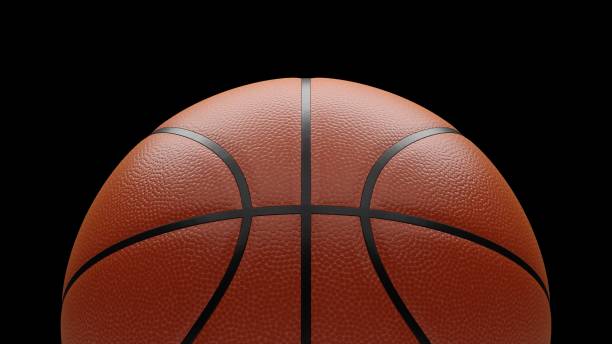 istock 3D rendering basketball ball on black background 815862284