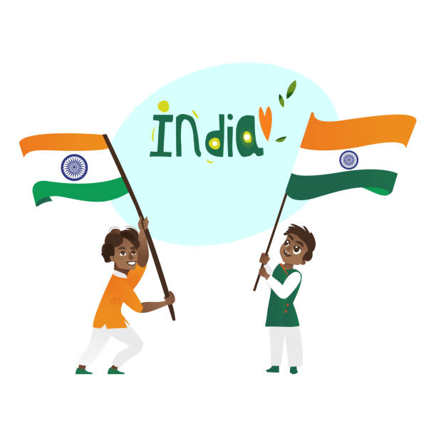Two Boys Kids Teenagers Holding Indian Flags Stock Illustration - Download  Image Now - Banner - Sign, Boys, Cartoon - iStock