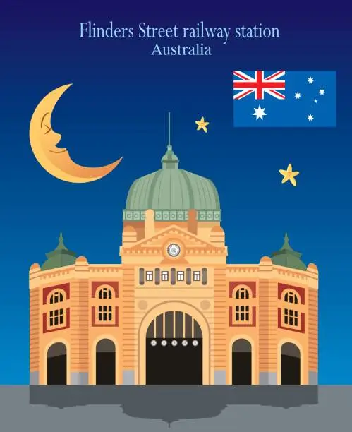 Vector illustration of Flinders Street Railway Station