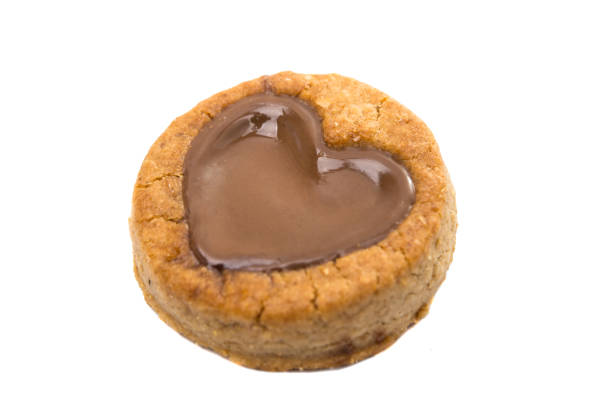 cookies with chocolate hearts on white background