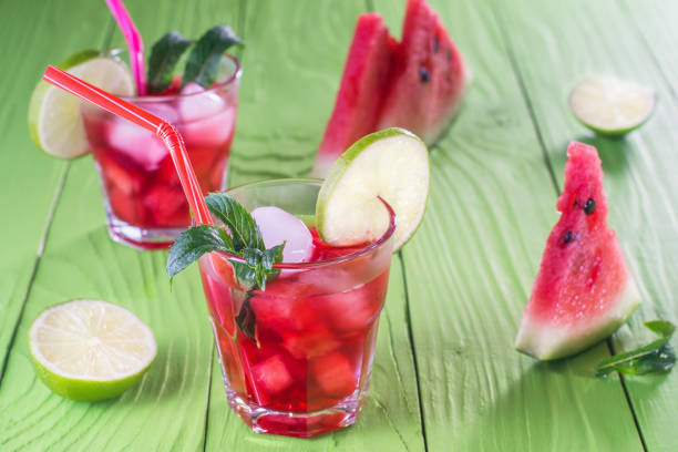 istock Watermelon cocktail in two glasses 815925118