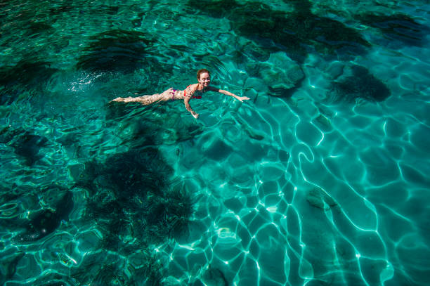 istock Swimming Young Woman in Turquoise 815934826