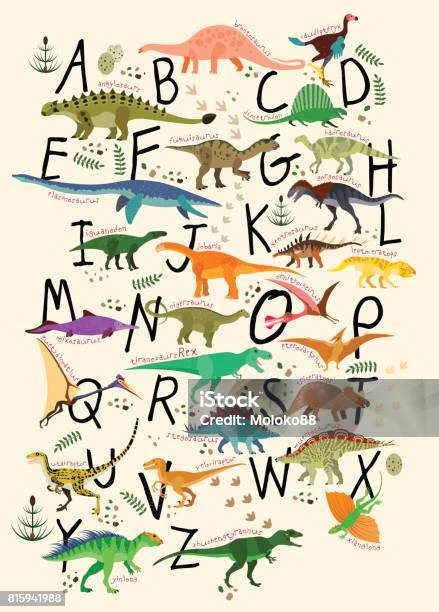 Abc Dinosaurs Stock Illustration - Download Image Now - Dinosaur, Alphabet, Child