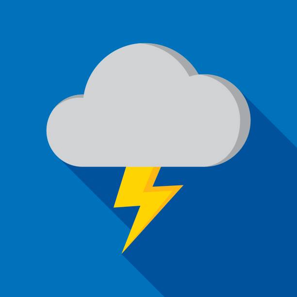 illustrations, cliparts, dessins animés et icônes de nuage d’orage icône plate - storm cloud storm lightning cloud