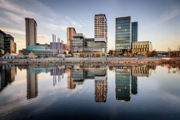 Panoramic view of Salford quay Manchester England