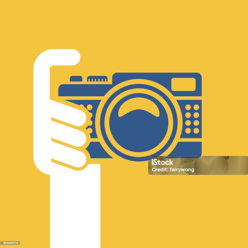 Digital Camera In Human Hand Stock Illustration - Download Image Now ...