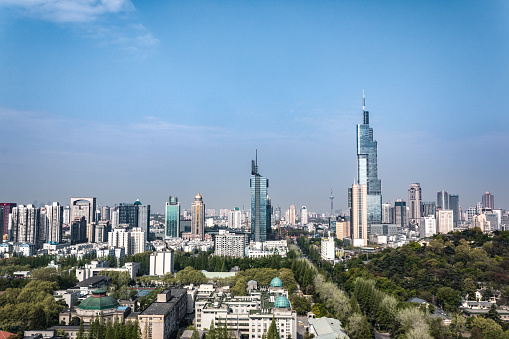 modern office buildings in midtown of nanjing in blue sky
