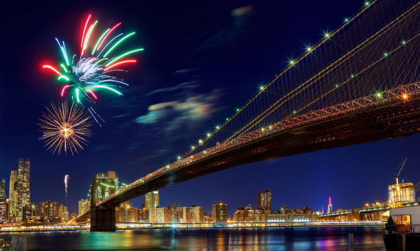 istock Firework over city at night with reflection in water 816074052