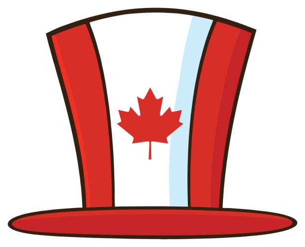 ilustrações, clipart, desenhos animados e ícones de canadian maple leaf cartola linha cartoon desenho - 11270