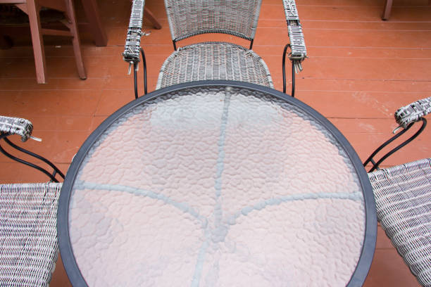 istock chair with table in the garden 816122290