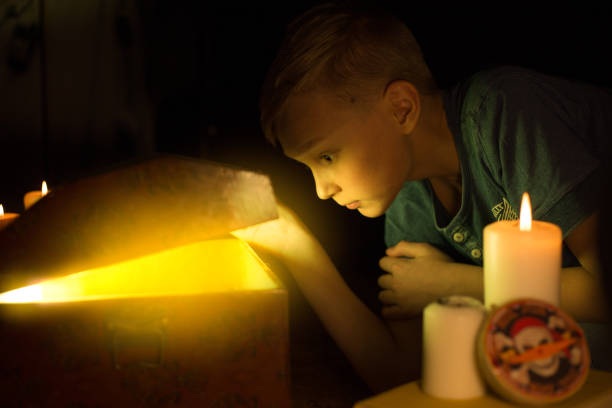 istock Childhood dreams. Adventurous boy found a treasures. 816134948