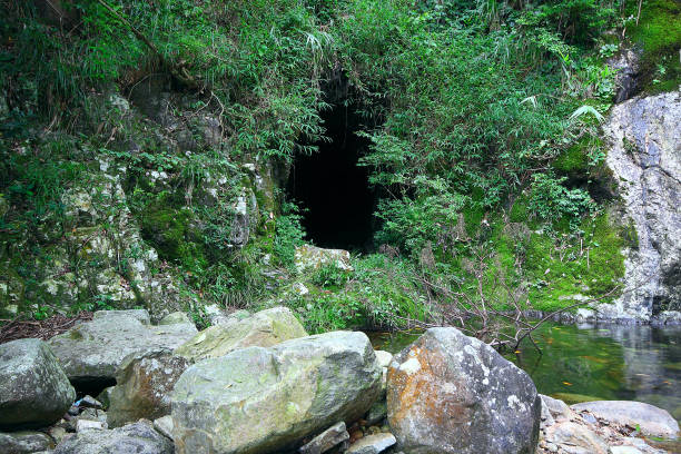 mountain cave stock photo
