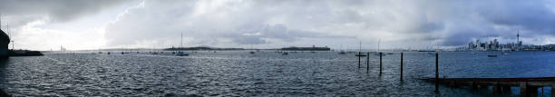 istock Stormy grey cloudy sky over Auckland and Waitemata Harbour in winter 816146422
