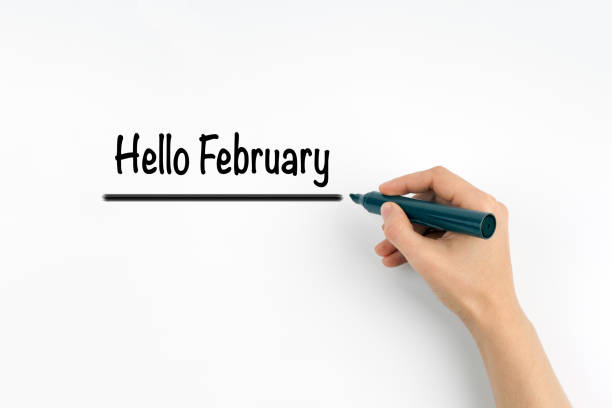 istock Hand writing Hello February with marker, concept background 816168524