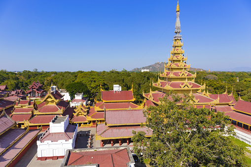 The main wihan and the Golden Mount at Wat Saket in Bangkok, Thailand.