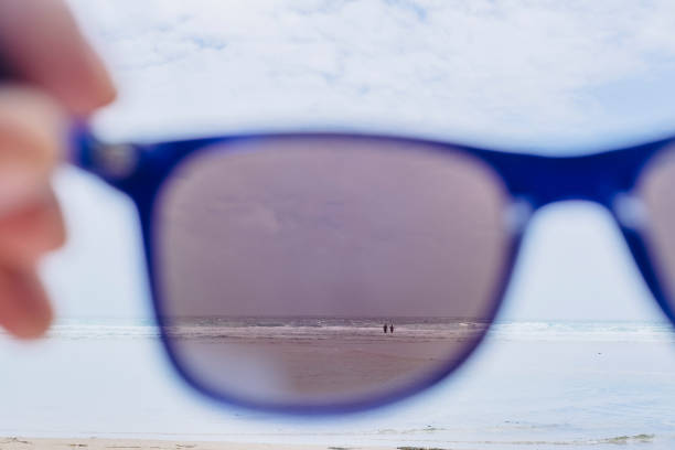 istock Beach Holiday, POV through sunglasses on Pend Vounder Beach, Cornwall. 816174268