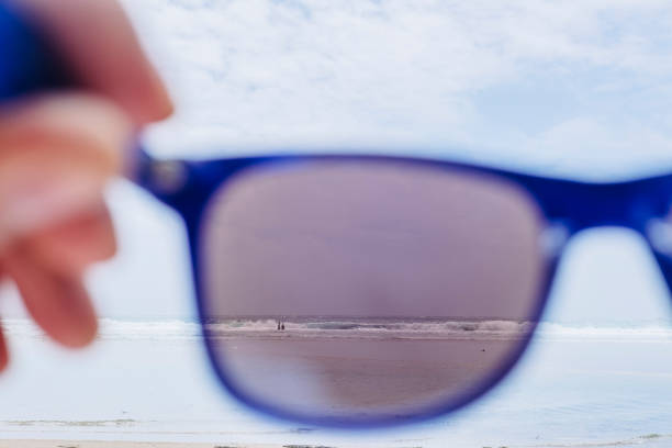 istock Beach Holiday, POV through sunglasses on Pend Vounder Beach, Cornwall. 816174270