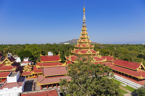Mandalay Palace Aerial View , Myanmar landmarkMandalay Palace at day . Myanmar landmark