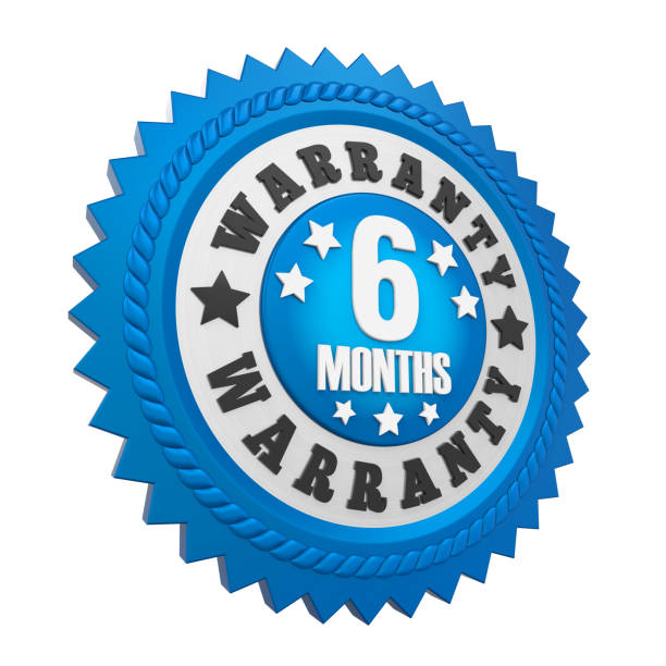 6 Months Warranty Badge Isolated 6 Months Warranty Badge solated on white background. 3D render 6 9 months stock pictures, royalty-free photos & images