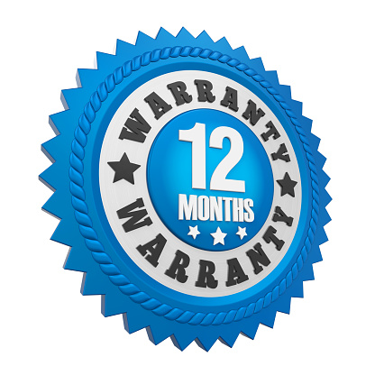 12 Months Warranty Badge solated on white background. 3D render