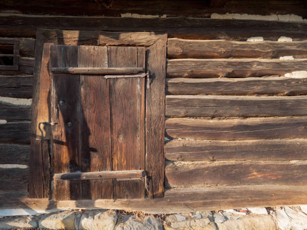 istock Elements of an old wooden architecture as a background 816197930