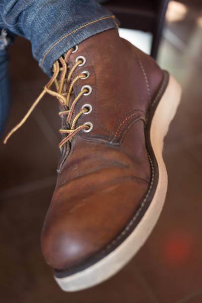 istock old brown boot leather shoes, close-up image 816197984