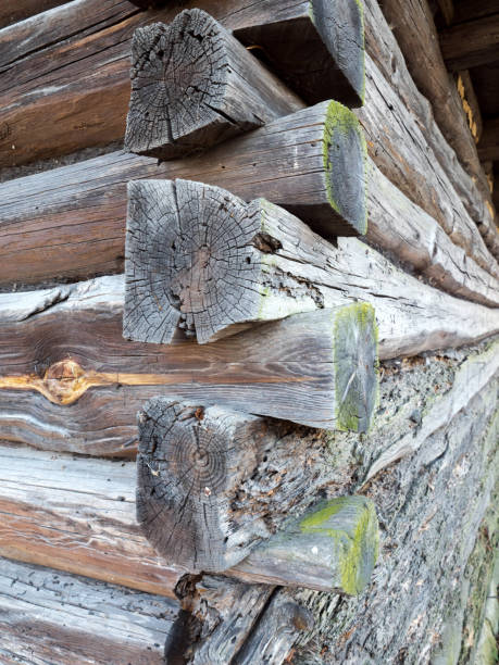 istock Elements of an old wooden architecture as a background 816198066