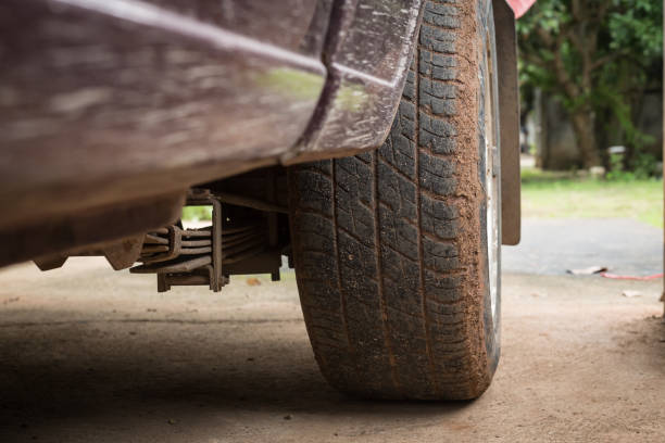 istock vehicle car tire pick-up with mud on wheel 816200854
