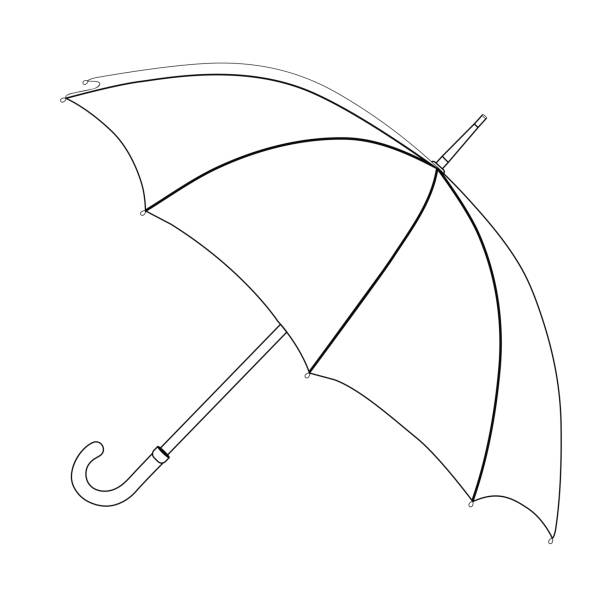 illustrations, cliparts, dessins animés et icônes de parapluie, coloriage, dessin vectoriel. parapluie ouvert noir et blanc, isolé sur fond blanc - shower silhouette women people