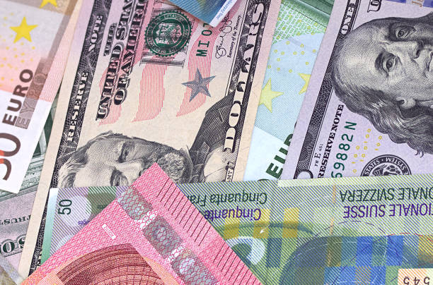 istock Abstract dollar euro and swiss franc background. 816208052