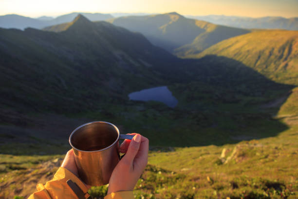 istock Girl on mountain lake 816222912