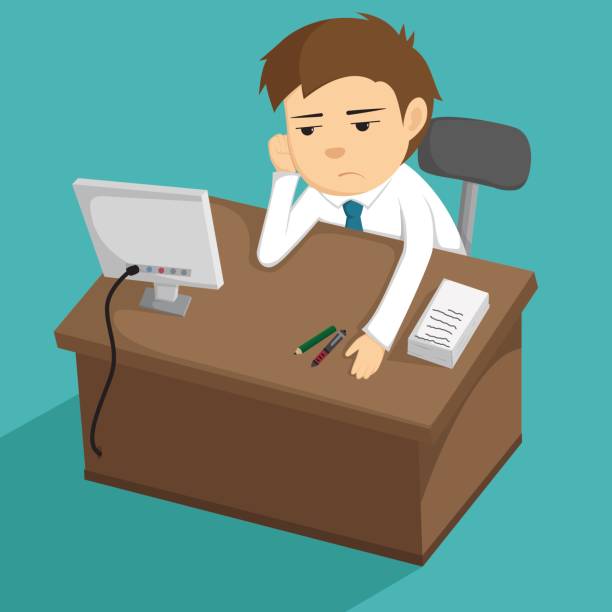 Tired Businessman Of Working Everyday On The Desk Stock Illustration -  Download Image Now - Adult, Art, Business - iStock
