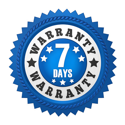 7 Days Warranty Badge solated on white background. 3D render