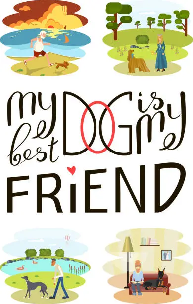 Vector illustration of dog is my best friend