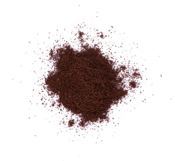 coffee powder on white background. top view coffee powder on white background. top view ground coffee stock pictures, royalty-free photos & images