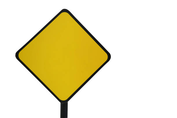 istock Blank yellow traffic sign on white background 816248986