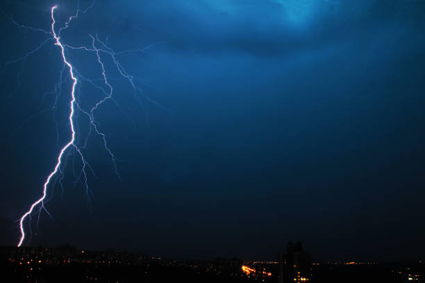 istock Huge lightning over night Minsk city in Belarus 816254060