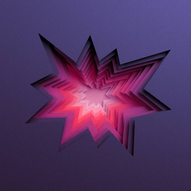 3d render, abstract layered background, paper cut hole, black red shapes