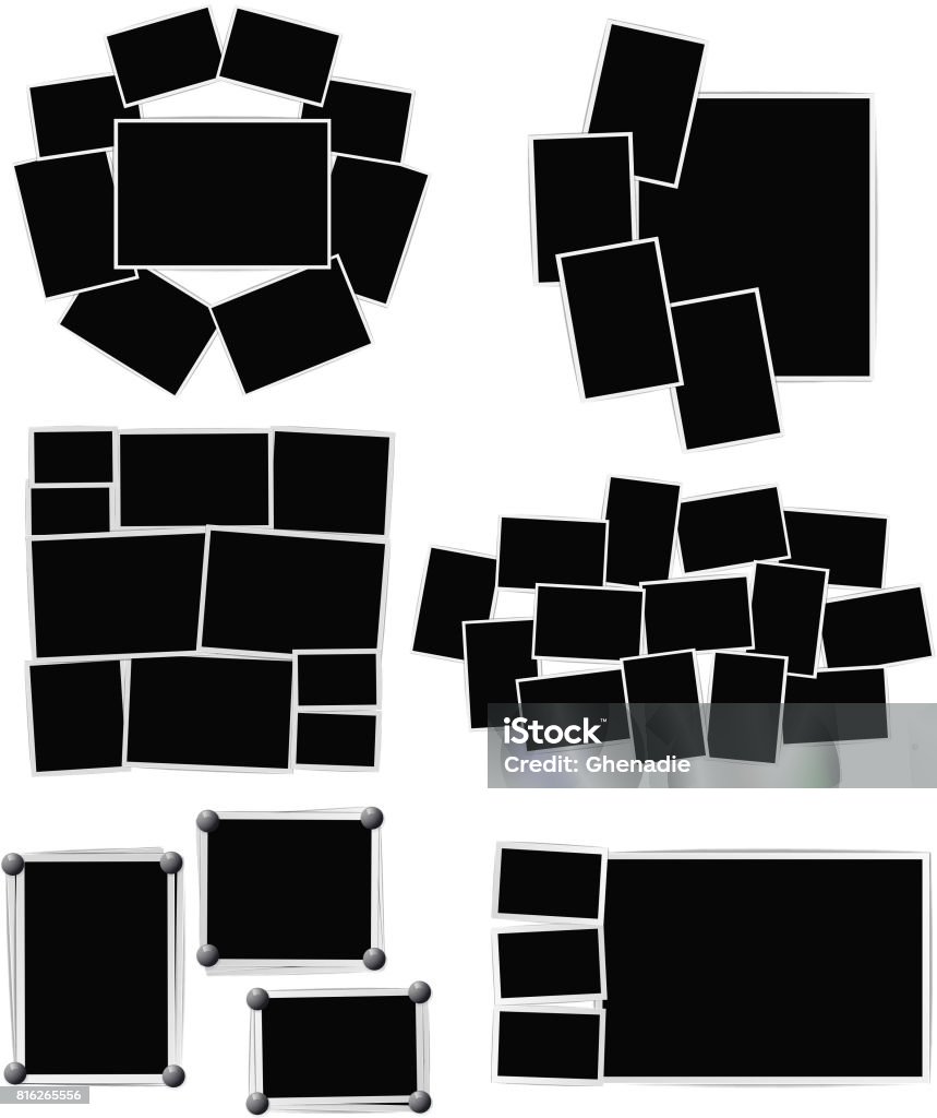 Photo frames composition set on white background. Vector design template Photographic Print stock vector