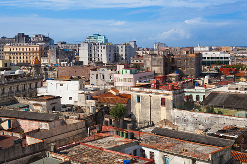 Top view of the roofs and buildings of Old Havana,Cuba