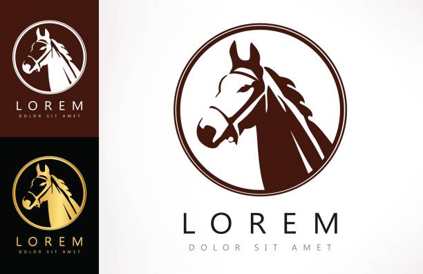 horse symbol horse symbol vector gold metal silhouettes stock illustrations