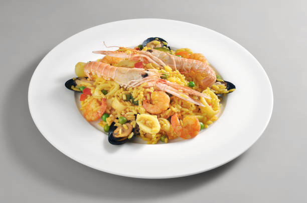 istock Dish of fish paella 816276622