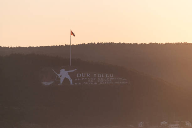 Canakkale, Turkey - July, 2017: Dur Yolcu memorial view from sea.