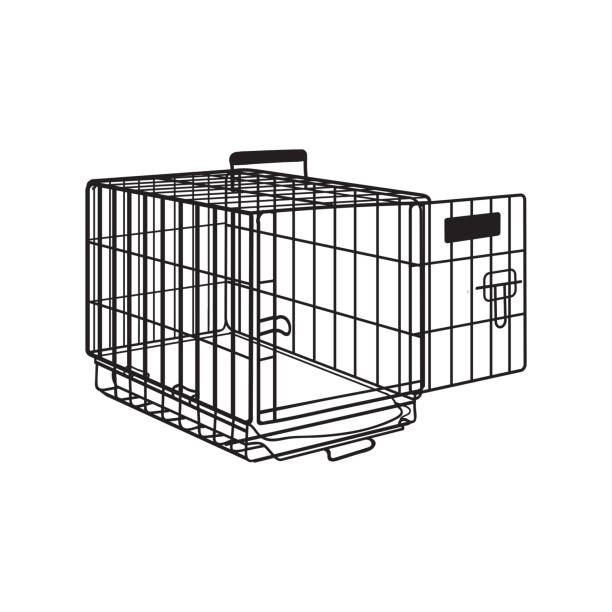 ilustrações de stock, clip art, desenhos animados e ícones de metal wire cage, crate for pet, cat, dog transportation - car transporter semi truck isolated on white truck