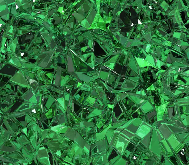 Emerald green material surface abstract 3d illustration, horizontal background