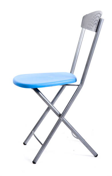 istock Blue iron folding chair on white background 816336226